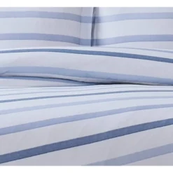 Waffle Stripe Comforter Set Blue/White - Truly Soft