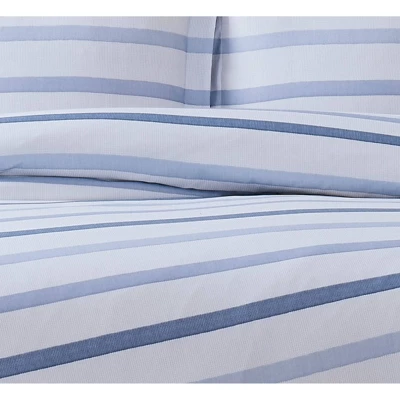 Waffle Stripe Comforter Set Blue/White - Truly Soft