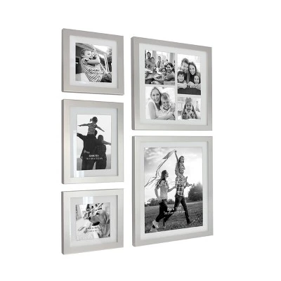 5pc Decorative Stamped Photo Frame Set Silver - Stonebriar Collection