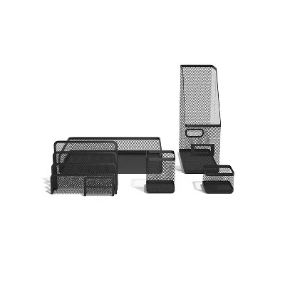 TRU RED 5 Piece Wire Mesh Organizer Set Matte Black TR57540-CC
