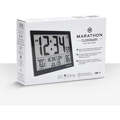 Marathon Atomic Full Calendar Large Digits Digital Clock Indoor And Outdoor Temperature - Image 3