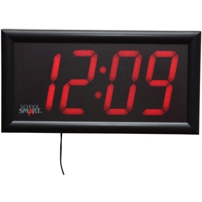 School Smart LED Wall Clock With Remote Control, 7 X 13 Inches, Red Digits - Image 2