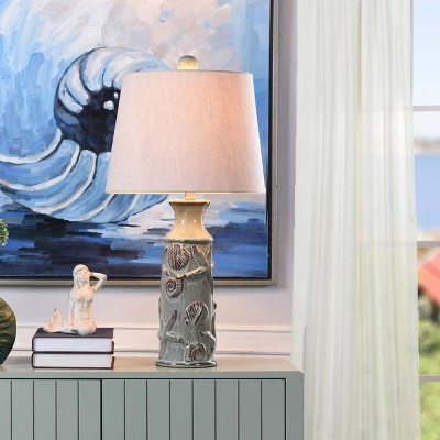 Blue Bay Nautical Ceramic Table Lamp With Seashell Design - StyleCraft - Image 5