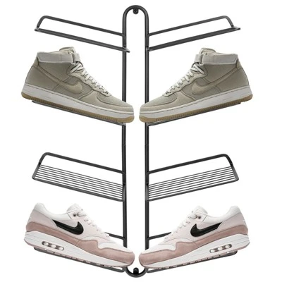 MDesign Metal Shoe Display & Storage Rack, 4 Tier, Wall Mount - Image 11