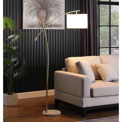 65" Oscar Pendulum Style On Marble Base Metal Floor Lamp White - Ore International - Image 3