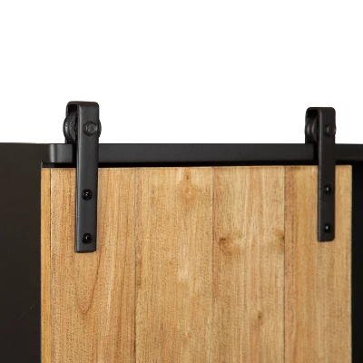 24" X 7.25" X 28" Samuels Decorative Wood And Metal Wall Cabinet Charcoal/Rustic Brown - Kate & Laurel All Things Decor - Image 5