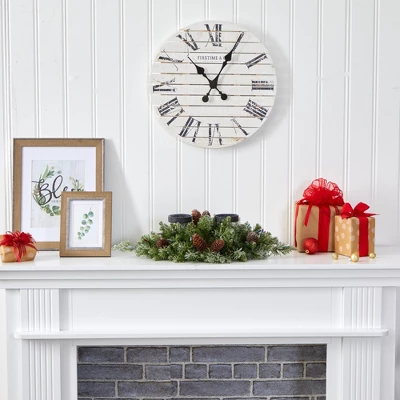 Nearly Natural 24-in Flocked Artificial Christmas Double Candelabrum With 35 Multicolored Lights And Pine Cones - Image 4