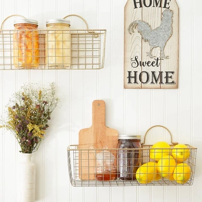 Design Imports Set Of 2 M Gold Wire Wall Baskets - Image 2