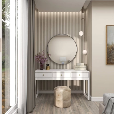 Contemporary Wood Round Wall Mirror - Olivia & May - Image 13