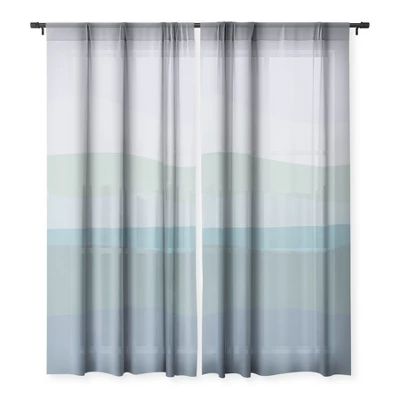 June Journal Calming Ocean Waves In Soft Du Single Panel Sheer Window Curtain - Deny Designs - Image 2