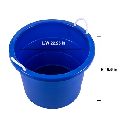 United Solutions 19 Gallon Large Durable Plastic Utility Tub With Strong Rope Handles For Indoor Or Outdoor Home Organization, Blue, 6 Pack - Image 2