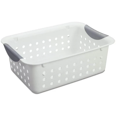 Sterilite White Small Ultra Basket Durable Plastic Storage Totes Bins For With Titanium Inserts For Home Organization - Image 2