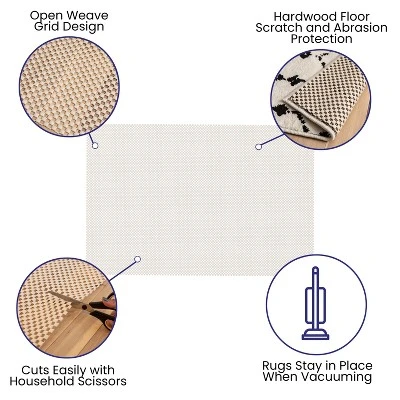 Flash Furniture Non Slip Rug Pad For Area Rug, Hardwood Floor Rug Gripper Anti Skid Rug Pad Protective Cushioning Rug Pad - Image 5