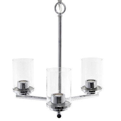 3-Light 15" Classic Contemporary Clear Glass/Metal Hanging Pendant Chandelier - Lalia Home - Image 7