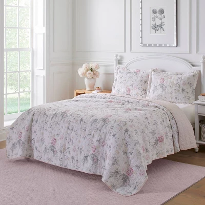 Pink Breezy Floral Quilt Set - Laura Ashley - Image 2