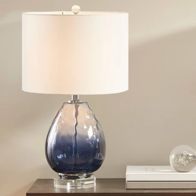 Borel Glass Table Lamp Dark Blue - Urban Habitat