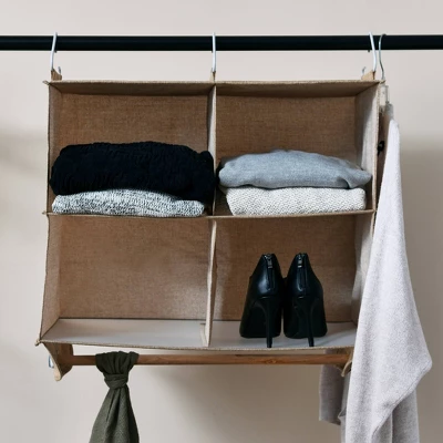 Household Essentials 4 Pocket Wide Organizer With Hangbar Latte