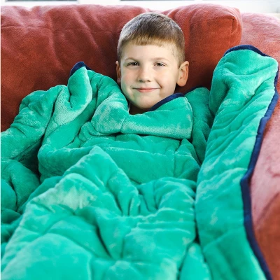 Bouncy Bands 7lb Weighted Sensory Blanket - Blue & Green - Image 2