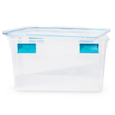 Sterilite 54 Quart Clear Plastic Stackable Storage Container Box Bin With Air Tight Gasket Seal Latching Lid Long Term Organizing Solution - Image 3