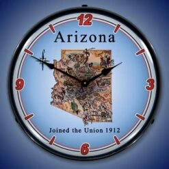 Collectable Sign & Clock | State Of Arizona LED Wall Clock Retro/Vintage, Lighted
