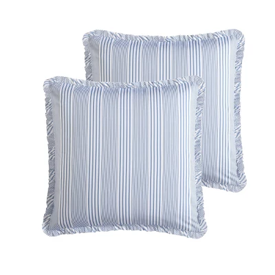 Laura Ashley 7pc Full/Queen Branch Toile 100% Cotton Comforter Sham Bonus Set Blue - Image 8