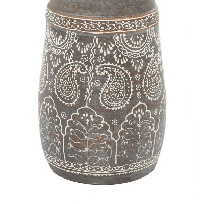 Terracotta Carved Details Table Lamp Set Of 2 Brown - Olivia & May - Image 4