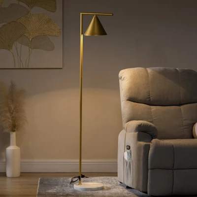 HOMCOM Modern Floor Lamps For Living Room Lighting, Adjustable Standing Lamp For Bedroom Lighting, Gold - Image 2