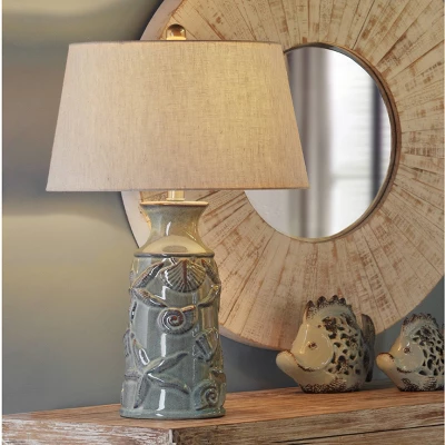 Blue Bay Nautical Ceramic Table Lamp With Seashell Design - StyleCraft - Image 7