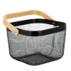 Simplify Mesh Tote With Bamboo Handle Black