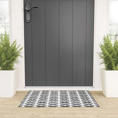 Avenie Monarch Butterfly Black And White Looped Vinyl Welcome Mat - Society6