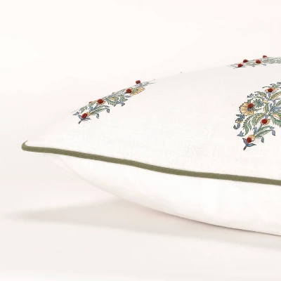 20"x20" Oversize Vintage Square Throw Pillow Cover White - Rizzy Home - Image 3