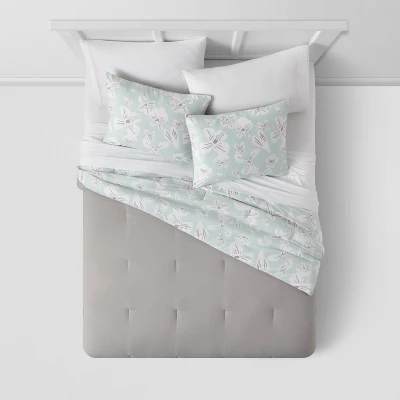 Floral Print Microfiber Reversible Comforter & Sheet Set Mint Green - Room Essentials™ - Image 3
