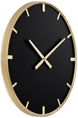 River Parks Studio Canterbury Gold And Glossy Black 23 1/2" Round Wall Clock - Image 4