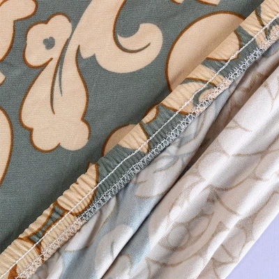 PiccoCasa Polyester Spandex Stretch Removable Washable Dining Chair Slipcovers Beige Blue 1 Pc - Image 4