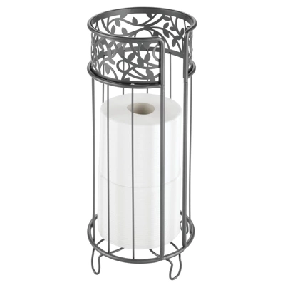 MDesign Metal Toilet Paper Holder Stand - Storage For 3 Rolls - Image 7