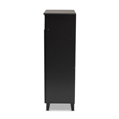 Shelf Wood Shoe Storage Cabinet With Drawer Coolidge Black - Baxton Studio - Image 3
