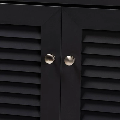 Shelf Wood Shoe Storage Cabinet With Drawer Coolidge Black - Baxton Studio - Image 4