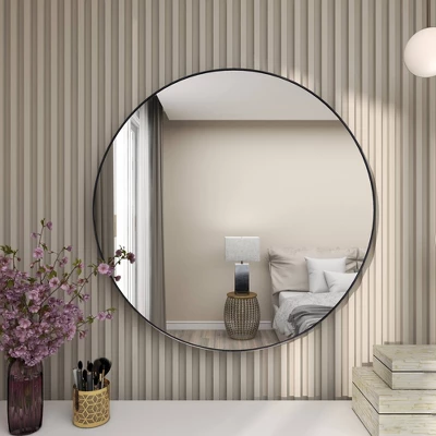 Contemporary Wood Round Wall Mirror - Olivia & May - Image 8