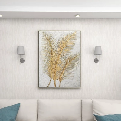 Canvas Leaf Framed Wall Art With Silver Frame Gold - CosmoLiving By Cosmopolitan - Image 11