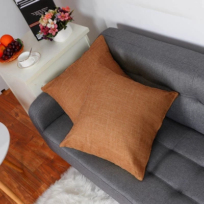 PiccoCasa Linen Blank Cotton Lined Cushion Decors Square Throw Pillowcases 2Pcs - Image 4