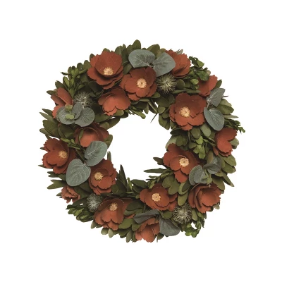 Transpac Foam 13.39 In. Multicolor Halloween Marigolds Floral Wreath