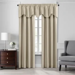 Colette Faux Silk Single Scalloped Window Valance - 50" X 21" - Elrene Home Fashions