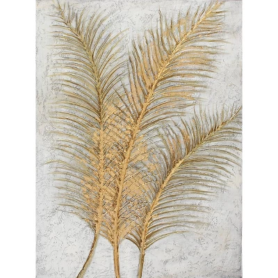 Canvas Leaf Framed Wall Art With Silver Frame Gold - CosmoLiving By Cosmopolitan - Image 6