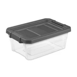 Sterilite 16 Qt Clear Plastic Stacking Storage Containers W/ Gray Lid