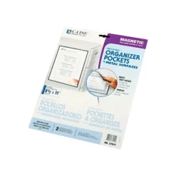 C-Line Magnetic Cubicle Keepers Display Holders 9 13/64 X 11 11/16 Clear 2/Pack 37911