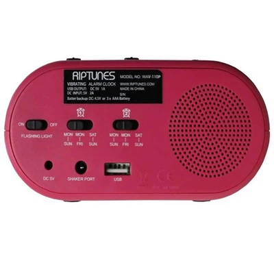 Riptunes 3-In-1 Vibrating Alarm Clock With Bed Shaker - Pink - Image 4