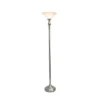 1-Light Classic Torchiere Floor Lamp With Marbleized Glass Shade Brushed Nickel - Lalia Home
