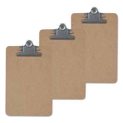 UNIVERSAL Hardboard Clipboard 1" Capacity Holds 8 1/2 X 14 Brown 3/Pk 40305VP