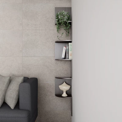 Hastings Home 5-Tier Floating Corner Shelf - Matte Espresso Brown - Image 3