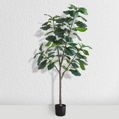 Forever Leaf 72" Artificial Fiddle Tree In Black Pot 3 Stem, Indoor Artificial Plant For Home Decor - Image 3